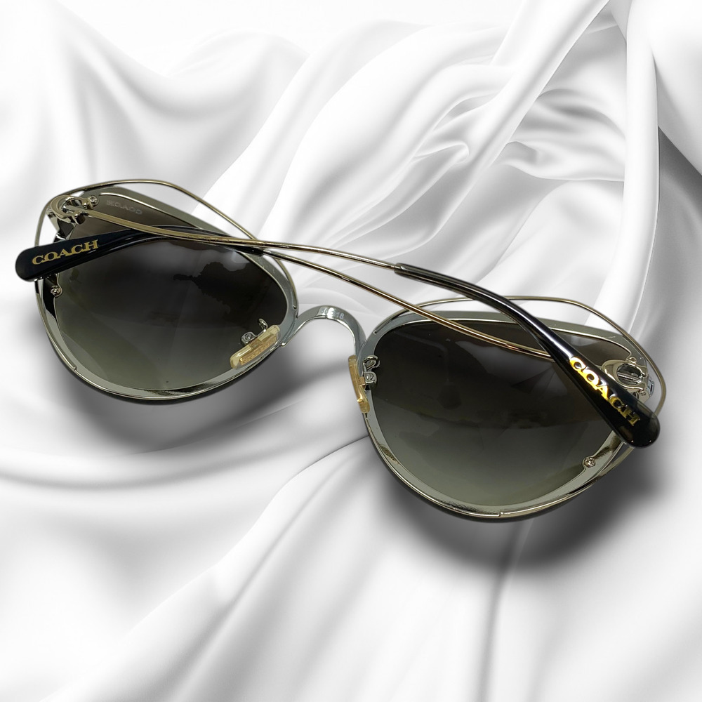 Coach HC7086 L1037 90058E Aviator Sunglasses Smoked Lens 60-18-140 Case + Cloth - Picture 5 of 14